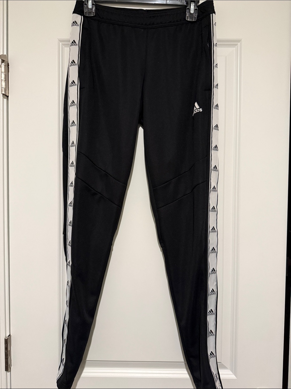 adidas Black Joggers with White Logo Stripe
